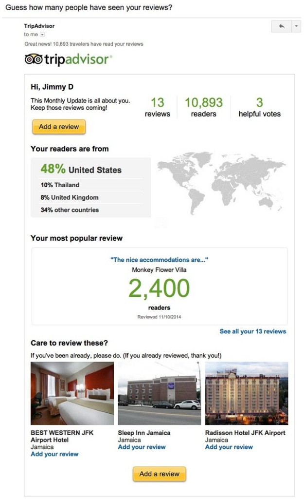 TripAdvisor how many people have seen your reviews